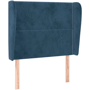 vidaXL Tête de lit avec oreilles Bleu foncé 103x23x78/88 cm Velours pas cher
