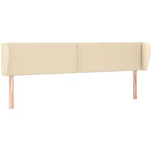 vidaXL Tête de lit avec oreilles Crème 183x23x78/88 cm Tissu pas cher
