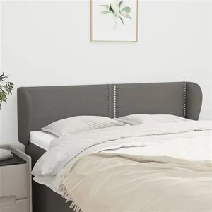 vidaXL Tête de lit avec oreilles Gris foncé 147x23x78/88 cm Tissu pas cher