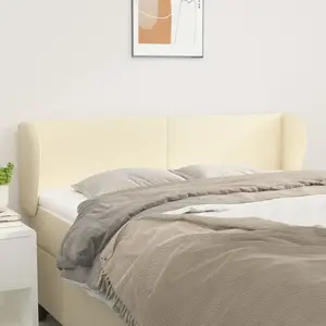 vidaXL Tête de lit avec oreilles Crème 147x23x78/88 cm Similicuir pas cher