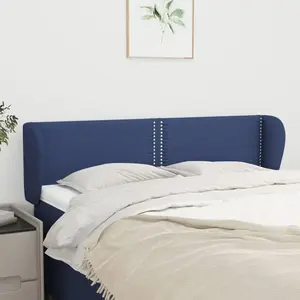 vidaXL Tête de lit avec oreilles Bleu 147x23x78/88 cm Tissu pas cher