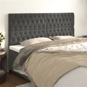 vidaXL Têtes de lit 4 pcs Gris foncé 90x7x78/88 cm Velours pas cher