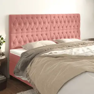 vidaXL Têtes de lit 4 pcs Rose 90x7x78/88 cm Velours pas cher