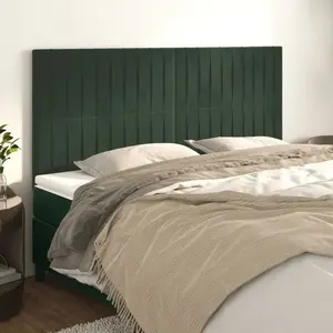 vidaXL Têtes de lit 4 pcs Vert foncé 100x5x78/88 cm Velours pas cher
