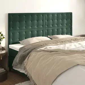 vidaXL Têtes de lit 4 pcs Vert foncé 100x5x78/88 cm Velours pas cher