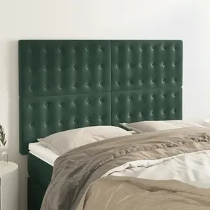 vidaXL Têtes de lit 4 pcs Vert foncé 72x5x78/88 cm Velours pas cher