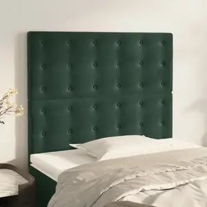 vidaXL Têtes de lit 2 pcs Vert foncé 100x5x78/88 cm Velours pas cher