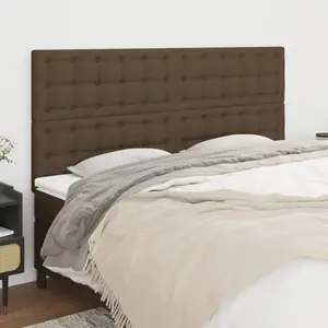 vidaXL Têtes de lit 4 pcs Marron foncé 100x5x78/88 cm Tissu pas cher