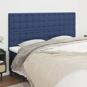 vidaXL Têtes de lit 4 pcs Bleu 90x5x78/88 cm Tissu pas cher