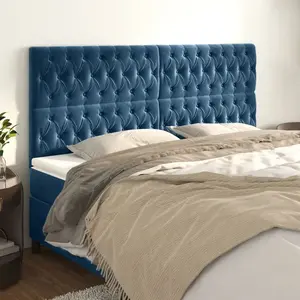vidaXL Têtes de lit 4 pcs Bleu foncé 100x7x78/88 cm Velours pas cher