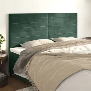 vidaXL Têtes de lit 4 pcs Vert foncé 80x5x78/88 cm Velours pas cher