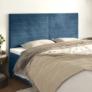 vidaXL Têtes de lit 4 pcs Bleu foncé 80x5x78/88 cm Velours pas cher