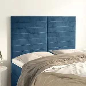 vidaXL Têtes de lit 4 pcs Bleu foncé 72x5x78/88 cm Velours pas cher
