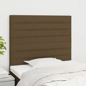vidaXL Têtes de lit 2 pcs Marron Foncé 100x5x78/88 cm Tissu pas cher