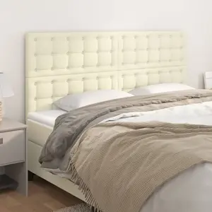 vidaXL Vidaxl Têtes De Lit 4 Pcs Crème 100x5x78/88 Cm Similicuir pas cher