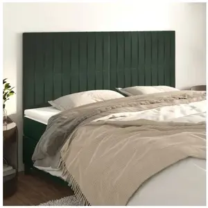 vidaXL Têtes de lit 4 pcs Vert foncé 80x5x78/88 cm Velours pas cher