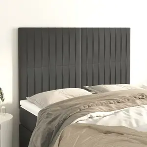 vidaXL Têtes de lit 4 pcs Gris foncé 72x5x78/88 cm Velours pas cher