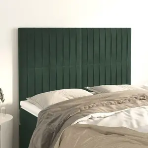 vidaXL Têtes de lit 4 pcs Vert foncé 72x5x78/88 cm Velours pas cher