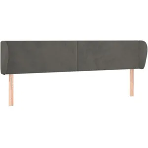 vidaXL Tête de lit avec oreilles Gris foncé 163x23x78/88 cm Velours pas cher