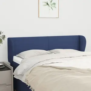 vidaXL Tête de lit avec oreilles Bleu 147x23x78/88 cm Tissu pas cher