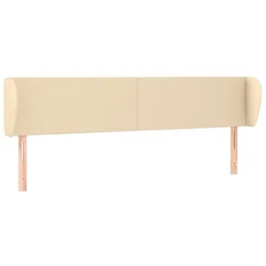 vidaXL Tête de lit avec oreilles Crème 163x23x78/88 cm Tissu pas cher