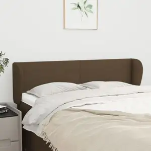 vidaXL Tête de lit avec oreilles Marron foncé 147x23x78/88 cm Tissu pas cher