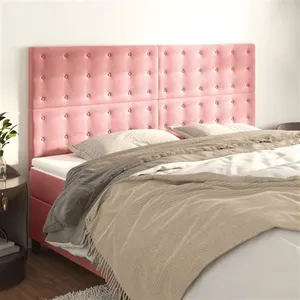 vidaXL Têtes de lit 4 pcs Rose 100x5x78/88 cm Velours pas cher