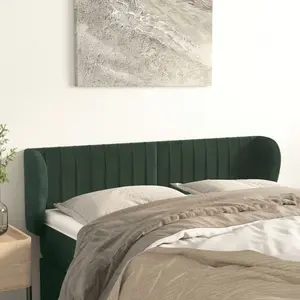 vidaXL Tête de lit avec oreilles Vert foncé 147x23x78/88 cm Velours pas cher