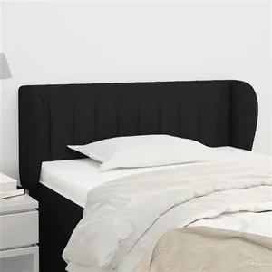 vidaXL Tête de lit avec oreilles Noir 93x23x78/88 cm Tissu pas cher