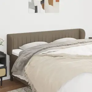 vidaXL Tête de lit avec oreilles Taupe 203x23x78/88 cm Tissu pas cher