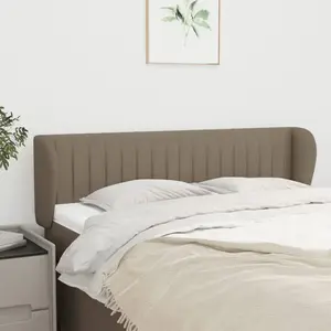vidaXL Tête de lit avec oreilles Taupe 147x23x78/88 cm Tissu pas cher