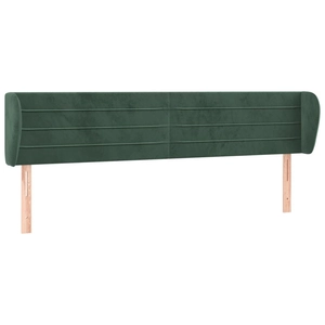 vidaXL Tête de lit avec oreilles Vert foncé 203x23x78/88 cm Velours pas cher