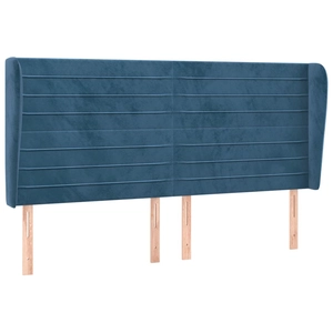vidaXL Tête de lit avec oreilles Bleu foncé 203x23x78/88 cm Velours pas cher
