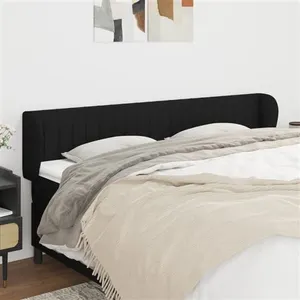 vidaXL Tête de lit avec oreilles Noir 163x23x78/88 cm Tissu pas cher