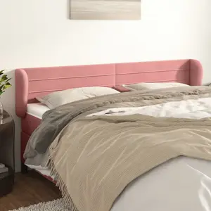 vidaXL Tête de lit avec oreilles Rose 163x23x78/88 cm Velours pas cher
