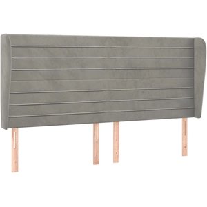 vidaXL Tête de lit avec oreilles Gris clair 183x23x78/88 cm Velours pas cher