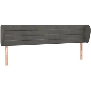 vidaXL Tête de lit avec oreilles Gris foncé 183x23x78/88 cm Velours pas cher