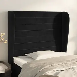 vidaXL Tête de lit avec oreilles Noir 83x23x118/128 cm Velours pas cher