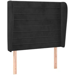 vidaXL Tête de lit avec oreilles Noir 93x23x118/128 cm Velours pas cher
