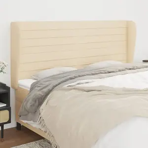vidaXL Tête de lit avec oreilles Crème 203x23x118/128 cm Tissu pas cher