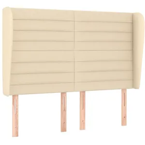 vidaXL Tête de lit avec oreilles Crème 147x23x118/128 cm Tissu pas cher