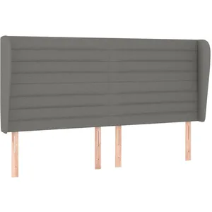 vidaXL Tête de lit avec oreilles Gris foncé 163x23x118/128 cm Tissu pas cher