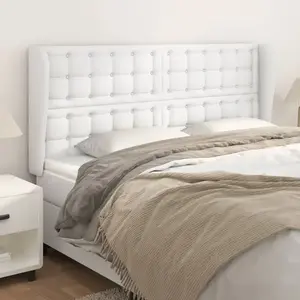 vidaXL Tête de lit avec oreilles Blanc 183x23x118/128 cm Similicuir pas cher