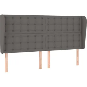 vidaXL Tête de lit avec oreilles Gris 183x23x118/128 cm Similicuir pas cher