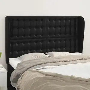 vidaXL Tête de lit avec oreilles Noir 147x23x118/128 cm Similicuir pas cher