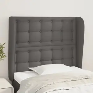 vidaXL Tête de lit avec oreilles Gris 93x23x118/128 cm Similicuir pas cher