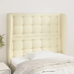 vidaXL Tête de lit avec oreilles Crème 93x23x118/128 cm Similicuir pas cher