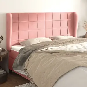 vidaXL Tête de lit avec oreilles Rose 203x23x118/128 cm Velours pas cher