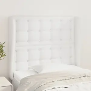 vidaXL Tête de lit avec oreilles Blanc 93x23x118/128 cm Similicuir pas cher