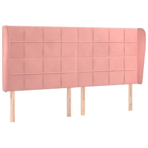 vidaXL Tête de lit avec oreilles Rose 183x23x118/128 cm Velours pas cher